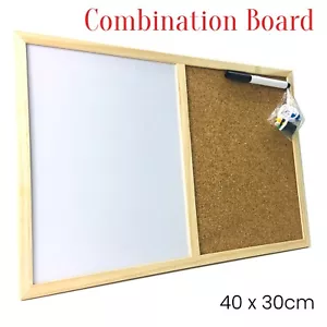 Large Notice Board Combination White Board & Cork Pin Board 40x30cm Home Office - Picture 1 of 8