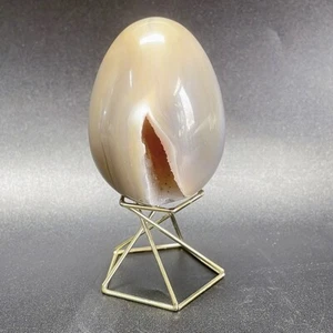 H:7.4cm Agate Geode Sphere Crystal Egg Ball Reiki Healing Energy Decoration 281g - Picture 1 of 9