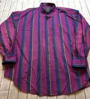 90s VTG CHAPS RALPH LAUREN Wide Vertical Striped COLORBLOCK XL Hip Hop OG Bold