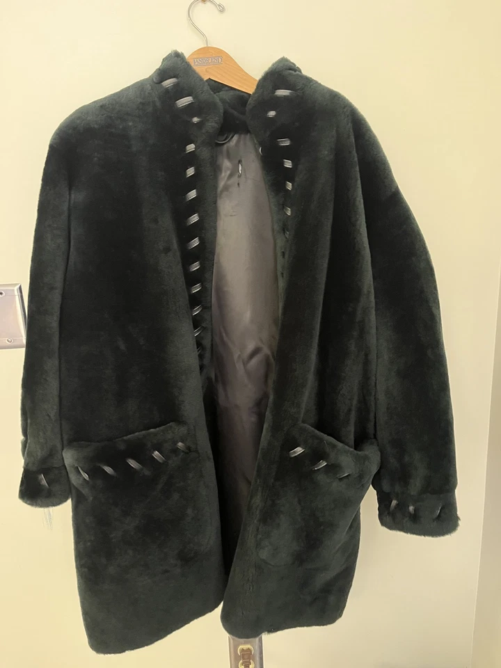 Italy Made Fur Black Coat  - Image 1 of 4
