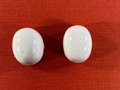 Set vintage Porcelain Toilet Bolt Covers Caps Oval 1.5" White Salvage Cover