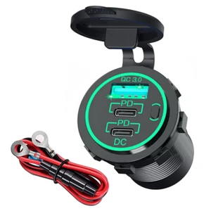 Adaptador de enchufe de toma de cargador rápido para automóvil PD USBC QC3.0 de 3 puertos Interruptor de encendido/apagado de 12-24 V↺ - Imagen 1 de 7