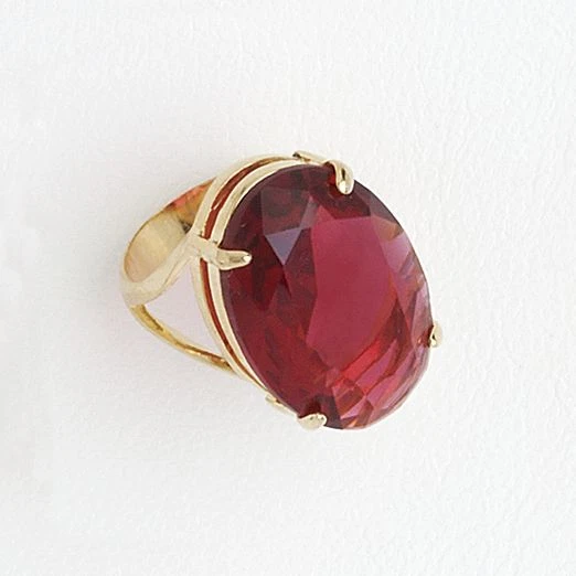 Anillo de cóctel rojo para mujer con piedras preciosas de circonita cúbica ovalada, joyería de moda Foto 1 de 4