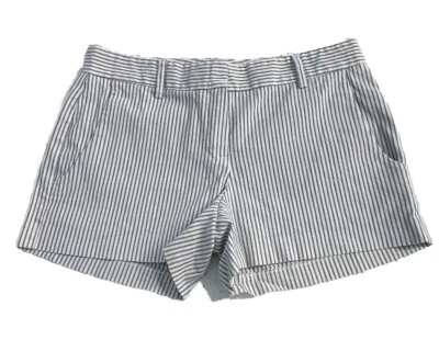 Shorts Theory listrado feminino 6 cinza/branco chino algodão lycra feito nos EUA - Imagem 1 de 4