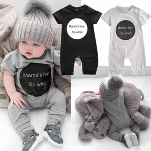 Toddler Baby Boy Summer Clothing Letter Jumpsuit Short Sleeve Romper - Picture 1 of 9