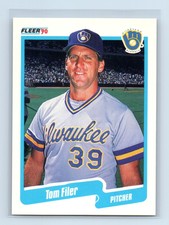 1990 Fleer Staight from the pack!!! Tom Filer Milwaukee Brewers #322