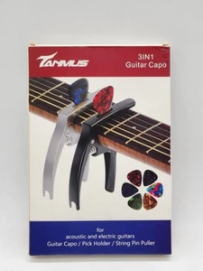 Guitar Capo TANMUS 3-in-1 for Acoustic and Electric Guitars w/Pick Holder 2-Pack - Picture 1 of 2
