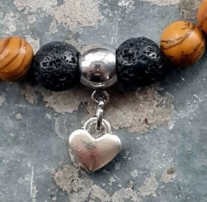 Bracelet / Anklet Picture Jasper & Lava Stone On Xsotica Leather W Stainless - Picture 1 of 3