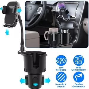 2 In 1 Car Cup Phone Holder Auto Drink Holder with 360° Rotating Adjustable Rack - Picture 1 of 13