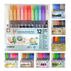 Sakura Koi Colouring Brush Pen | 12 Colour Set | Arts Craft Colour Pens - Picture 1 of 15