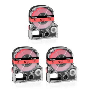 3PCS Compatible with EPSON LK-4RBP KingJim SC12RW 12mm Tape Black on Red Label - Picture 1 of 9
