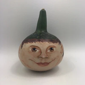 Vintage Christmas Hand Painted ELF Gourd 6 3/4” - Picture 1 of 11
