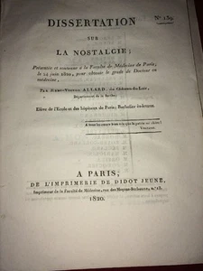 DISSERTATION SUR LA NOSTALGIE, 1820. - Foto 1 di 1