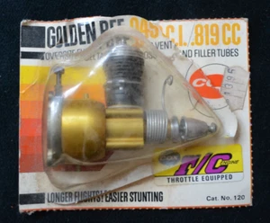Vintage COX GOLDEN BEE .049 GAS ENGINE NO. 120 W OVERSIZE TANK NEW OPEN PACKAGE - Picture 1 of 7