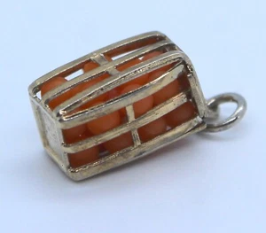 Vintage Sterling Silver Crate of Oranges Charm - Picture 1 of 9