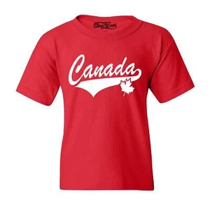 White Canada Varisty Kids T-Shirt Canadian Pride Maple Leaf Shirt - Picture 1 of 8