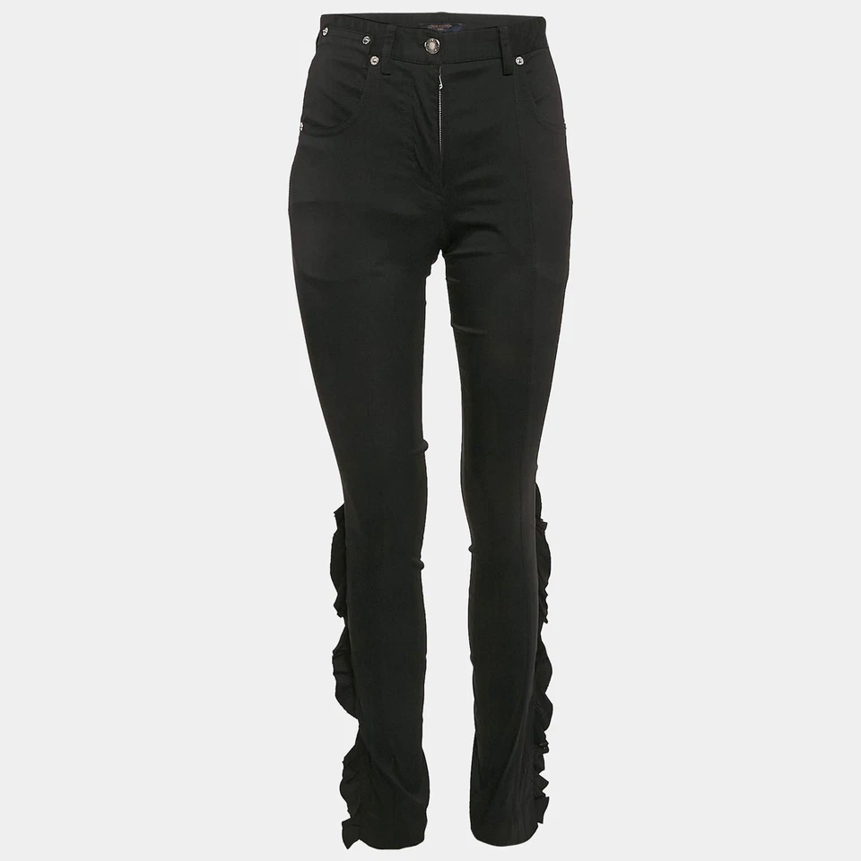 Брюки с оборками Louis Vuitton черные креп S - Изображение 1 из 4