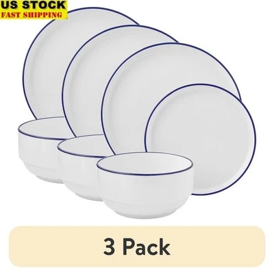 Juego de vajilla de gres de 12 piezas lavavajillas microondas platos cuencos nuevo Foto 1 de 4