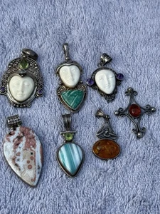 Sterling Silver Lot Pendant Sajen and More-LOT OF 7 - Picture 1 of 17