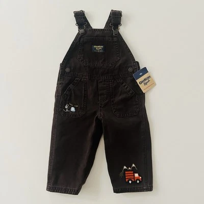 Mono OshKosh 9 Meses Bebé Niño Marrón Nuevo con Etiquetas Camión Helicóptero Foto 1 de 3