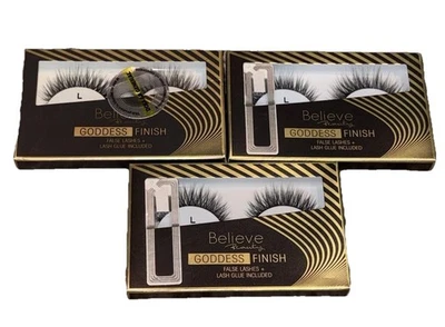 3X Believe Beauty False Lashes Goddess Eyelashs With Lash Glue - Image 1 of 4