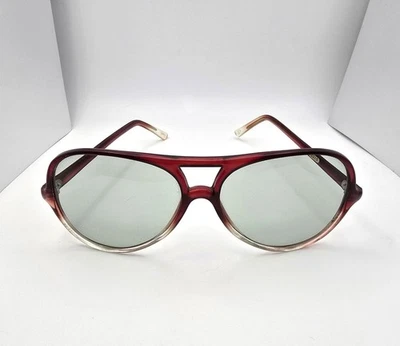 VTG Aviator Sunglasses Gradient Red Frame Oversized Brown Lens Luxury Style - Image 1 of 4