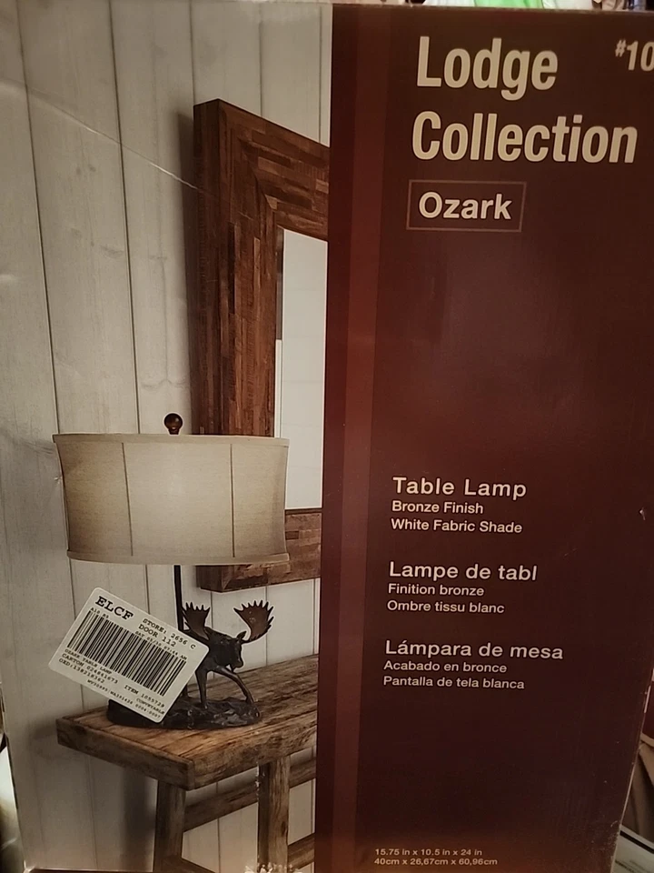 Настольная лампа Lodge Collection Ozark Moose (1055729) с бронзовой отделкой тканевый абажур - Изображение 1 из 4