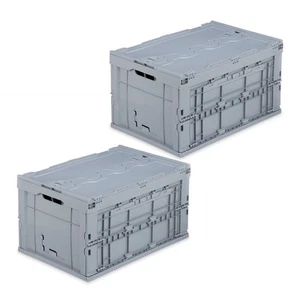 Transportbox Faltbox Klappbox Aufbewahrungsbox stapelbar grau 60 l Klappkiste - Bild 1 von 9