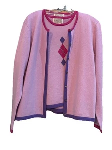 Vtg CASHMERE Saks Fifth Avenue Folio Collection Sweater Set Multicolored Size XL - Picture 1 of 13