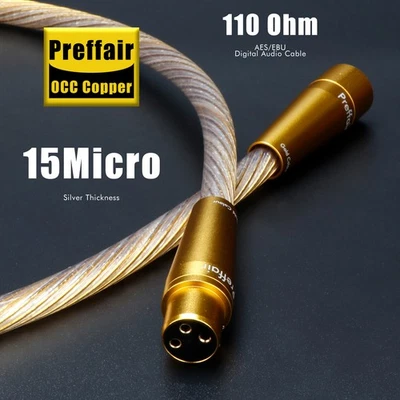 HiFi Grade XLR Cable OCC Copper Silver Plated 110Ohm AES/EBU Gold Connectors New - Image 1 of 4