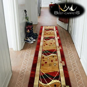 Thick Hall Runner Heat Set PRIMO 4626 red Width 70-140cm extra long Soft RUGS - Picture 1 of 1