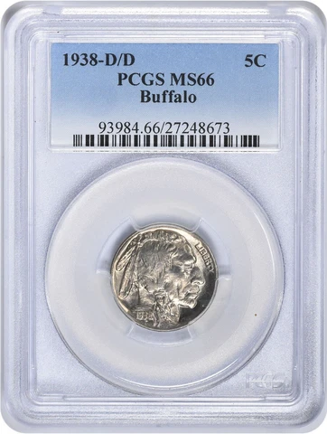 1938-D/D Buffalo Nickel MS66 PCGS Cover