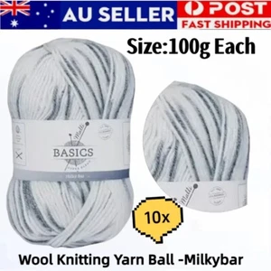 10x Knitting Yarn Milkybar 100g Blend Soft Craft Ball Crochet Wool Knitting Yarn - Picture 1 of 3