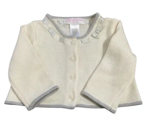 Janie and Jack Neu mit Etikett weiß silber Cropped Cardigan Pullover Größe 0-3 Monate - Bild 1 von 9
