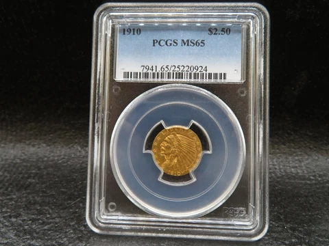 1910 $2.50 Indian Gold Qtr Eagle.  PCGS-MS65-Highly Prized Grade Cover