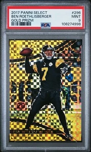 2017 PANINI SELECT 296 BEN ROETHLISBERGER GOLD PRIZM #D 5/10 PSA 9 MINT STEELERS - Picture 1 of 3