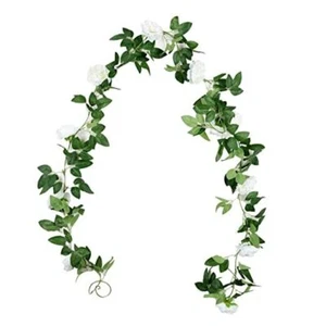 8.2Ft Artificial Peony Flower Garland Hanging Greenery Vine Silk Floral White - Picture 1 of 7