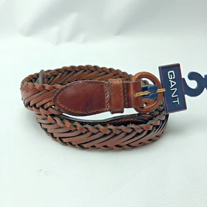 GANT Leather Belt Mens 38 Braided Woven Brown - Picture 1 of 8