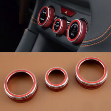 3x Red Aluminum AC Switch Knob Cover Trim Ring Fit For Subaru Impreza WRX/STI