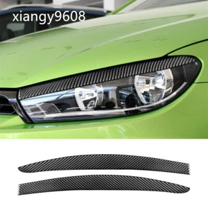 For Volkswagen Scirocco 2009-16Carbon Fiber Front Headlight Eyebrow Eyelids Trim - Picture 1 of 16