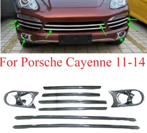 ABS Chrome Front Grille Fog Light Cover Trim Molding For Porsche Cayenne 11-14 - Bild 1 von 8