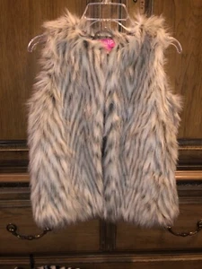 Say What? Girls Ivory Brown sable Faux Fur Vest Size size L 14 Holiday Christmas - Picture 1 of 3