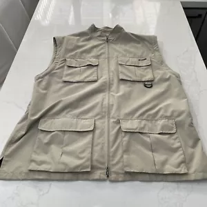 ExOfficio Vest Mens Large Fishing Safari Travel Outfitters Tan Beige Vented - Picture 1 of 12