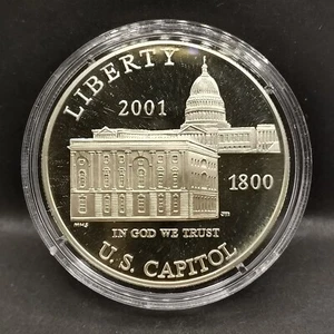 1 DOLLAR ARGENT BE 2001 US CAPITOL VISITOR CENTER 143793 EX. / SILVER PROOF USA - Picture 1 of 3
