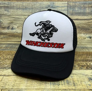 Winchester Mens Trucker Hat Black Snapback Hunting Rifle Shotgun Baseball Cap - Picture 1 of 7