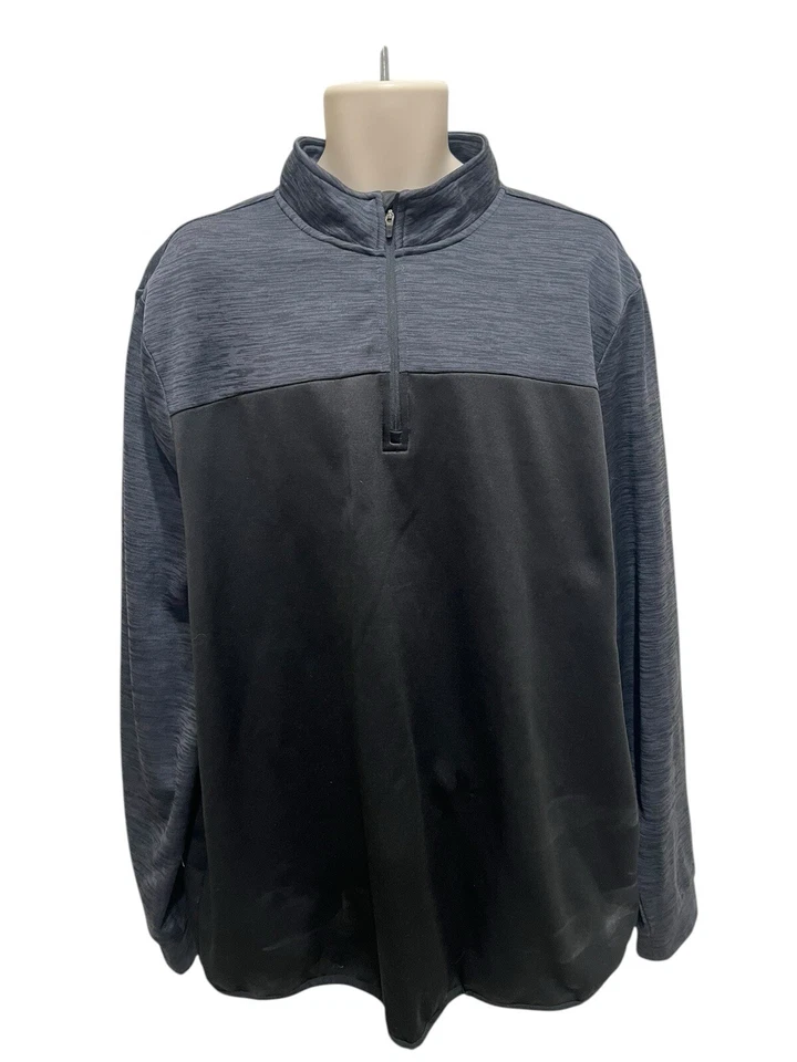 Chaqueta Pullover Ligera Tek Gear Para Hombres 3XLT 1/4 Cremallera Negra Brezo Foto 1 de 4