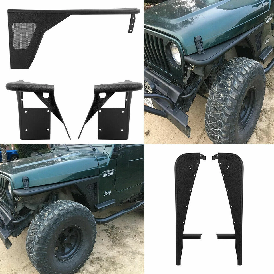 Rueda blindada guardabarros plano llamaradas ceja ajuste Jeep Wrangler TJ 1997-2006 negro Foto 1 de 4