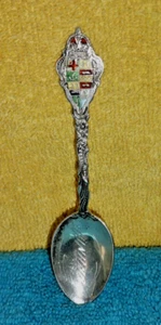 Souvenir spoon sterling silver Quebec Canada coat of arms enameled - Picture 1 of 4