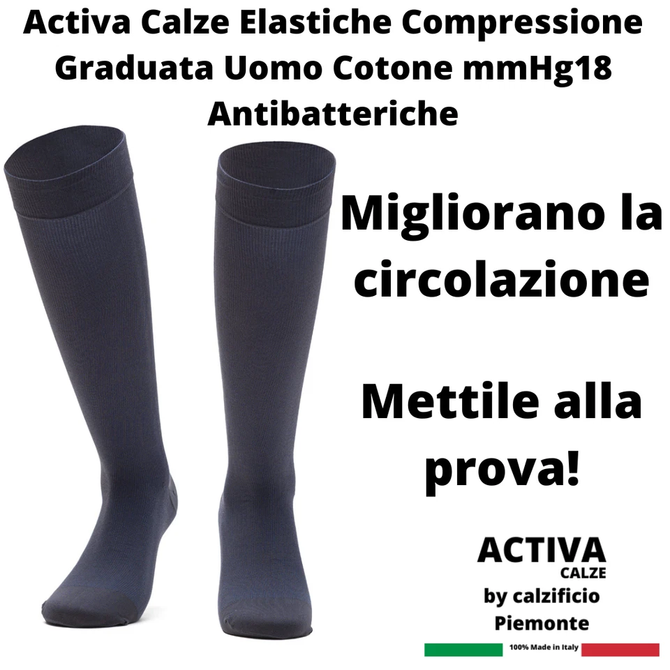 Activa Calze Elastiche Compressione Graduata Uomo Cotone mmHg18 Azione Riposante - Immagine 1 di 4