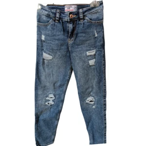 Abercrombie Kids Blue Distressed High Rise Mini Mom Jeans Size 9/10 - Picture 1 of 4